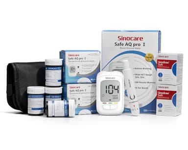 Medidor de Glucosa en Sangre Sinocare, glucómetro con 100 tiras de glucosa en sangre y 100 lancetas, Electrodo de Plata más preciso, Resultados en mg/dL