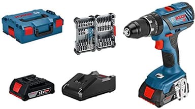 Bosch Professional 18V System GSB 18V-28 - Taladro percutor a batería (63 Nm, 1900 rpm, 2 baterías x 2.0 Ah, set 35 accesorios, en L-BOXX) - Amazon Exclusive