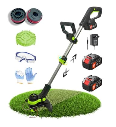 Wrneaoch Desbrozadora Bateria 21V Desbrozadora Electrica Retráctil Cortacésped con 11 000 RPM y Motor de 750 W, con 2 Baterías de 4,0 Ah, El Compañero Jardín y el Cuidado del Césped