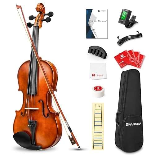 Vangoa 1/2 Violín Acústico Medio tamaño Concert Violin Set para Principiantes Estudiantes Niños 2/4 Violines Kits