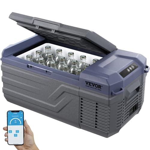 VEVOR Nevera de Compresión Portátil 15 L Mini Nevera para Coche 12/24V CC y 100-240V CA Caja Enfriadora de Zona Única Temperatura Ajustable de -20°C a 20°C para Camión Barco Casa Camping