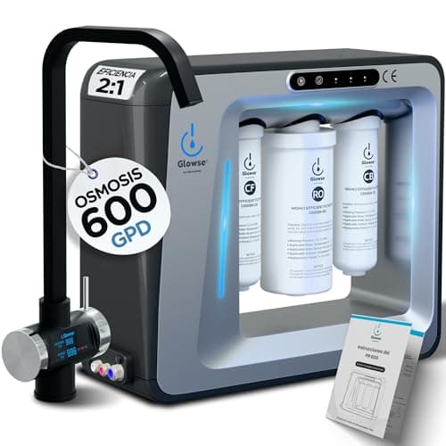 GLOWSE PR600 Sistema Osmosis Inversa Domestica-Osmosis Inversa 7 Etapas de Flujo Rápido-Osmosis Inversa Flujo Directo-Osmosis Inversa-Depuradora Agua Domestica-Filtros Osmosis-Filtro Agua Osmosis.
