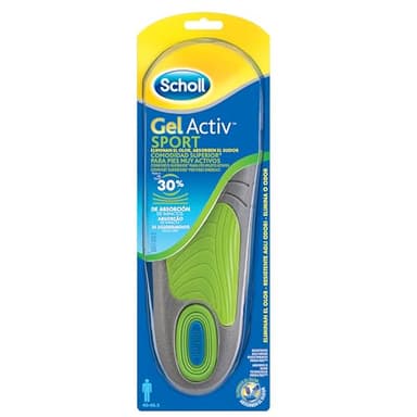 Scholl GelActiv Sport, Plantillas de Hombre en Gel para Deportivas, Running y Todo Tipo de Deportes, Comodidad Superior, Pack 2 Plantillas, Talla 40-46,5