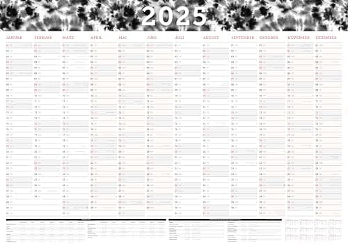 Großer Wandkalender 2025 in DIN A1 (84x59,4cm) gefalzt, fürs Büro. Jahreskalender XXL für 12 Monate
