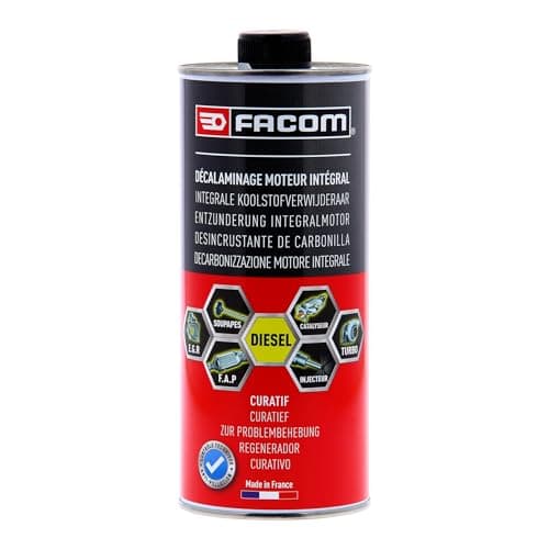 FACOM Limpiador completo para motores Diésel, Desincrustante inyectores, turbo, valvula EGR, CURATIVO, 1L