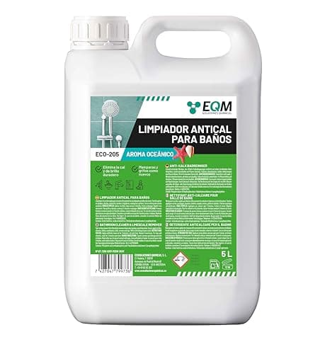 EQM - ECO-205 - Limpiador Antical para Baños - 5L - Elimina la cal, las manchas amarillas y de óxido, y las incrustaciones - Ideal para la limpieza de juntas – Agradable esencia marina