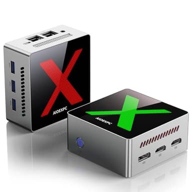 AIOEXPC Mini PC 512GB SSD,12GB LPDDR5,Mini Computer con Iluminación RGB,Mini PC Windows 11 Pro Ιntel Alder Lake N95(hasta 3,4 GHz),2xHDMI,1xDP,WiFi/BT,4K UHD,Mini Ordenadores para Oficina/Casa