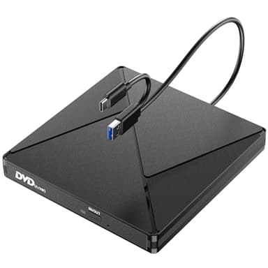 BHHB Lector CD DVD Externo Grabadora CD DVD Unidad Externa con USB 3.0 y USB-C, Unidades Portátil CD/DVD /-RW/ROM Estable para PC/Portátiles/Windows 11/10/8/7/XP/Vista/Linux/MacOS