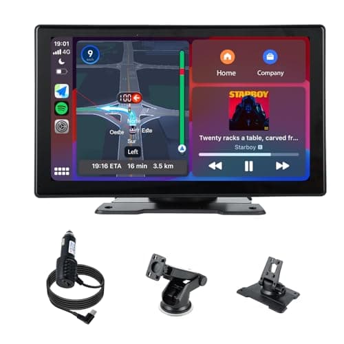 plimpton 9 Pulgadas Carplay Inalámbrico Android Auto Pantalla Coche, Pantalla TáCtil para Coche IPS HD, Car Play con BT, AUX, Mirror Link, Navegación GPS, Assistant de Voz, L2