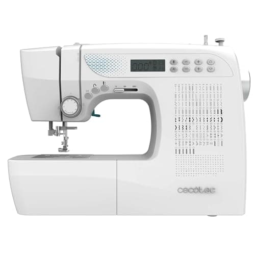 Cecotec Máquina de Coser Eléctrónica- 215 Puntadas - Nivel Experto - BelleCouture 21500. Motor Digital, Pantalla LCD, Mando para ajuste de hilo, Devanado de Bobina Automático, Luz LED, Kit Accesorios