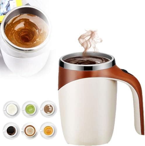 HOIDOKLY Taza de café con agitación magnética automática, nueva taza de café de acero inoxidable con agitación automática, tazas de café portátiles recargables para el hogar, oficina, escuela, viajes