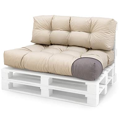 Spatium Cojines para pales europalé palets Funda desenfundable, Impermeable Beige 2-Piezas Set