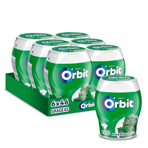Orbit Bote de Chicles Sin Azúcar Sabor Hierbabuena, Fresco, Intenso y de Larga Duración en formato Gragea (6 x 46 chicles)