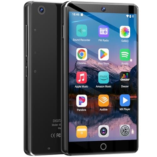 Fanvace 80GB MP3 Player con Bluetooth WiFi, 2000mAh MP4 Player con cámara y Altavoz, Android 13 OS MP3 Reproductores de música con Spotify Kids, Audible, Amazon Music, Play Store (Black)
