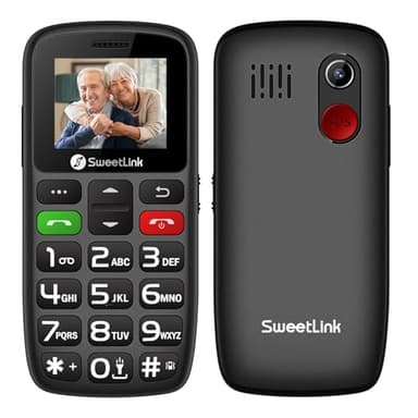 SweetLink S2 Teléfono Móvil para Personas Mayores, 2025 2G gsm Senior Moviles de Teclas Grandes y Volumen Alto, Contactos con Imágenes, Botón SOS, Bateria 1400mAH, Color Negro