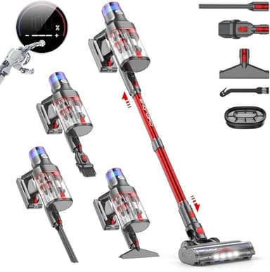 VSTOKY Aspiradora sin Cable V15 Pro MAX, 600W 48Kpa 70 Mins Escoba Aspirador Vertical Potente, Separación de Polvo de 1.8L Doble Taza Mejorada para Suelos, Alfombras y Pelo de Mascotas