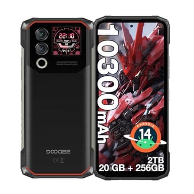DOOGEE Blade 10 MAX Móvil Rugerizado Android 14, 20GB+256GB/2TB, 10300mAh Movil Irrompible, 6.56”HD+ 1.54’’ Pantalla Trasera, 50MP cámara Movil Resistente，4G Dual SIM/NFC/Face ID/ IP68 / IP69K