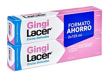 Lacer GINGI - Duplo 125 ml, Pasta de Dientes con Flúor, Reduce el Sangrado de Gingival, Protege las Encías, Reduce la Formación de Placa Dental, Tonificante
