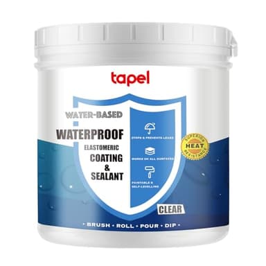 Tapel CrystalClear - Revestimiento impermeable 500% elástico, transparente - 1 kg - Masilla de goma líquida autonivelante para techos, piscinas y baños - Resistente a los rayos UV - Reparación
