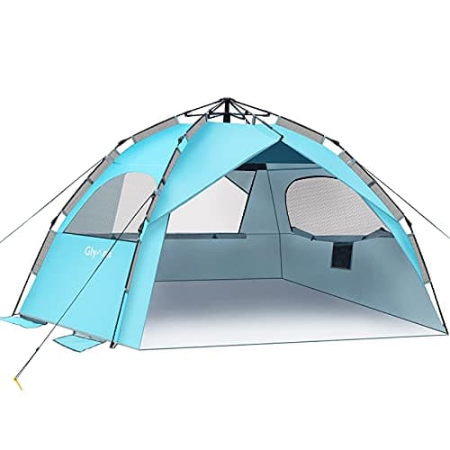 Glymnis Tienda de Playa para 4 – 6 Personas, Carpa Hidráulica Automática Portátil Protección Solar UPF 50+, Proteccion UV, Ventilación con Bolsa de Transporte para Exteriores Picnic