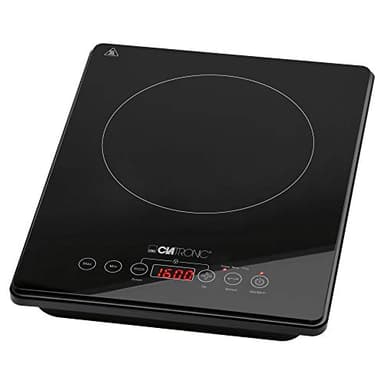 Clatronic EKI 3569 - Placa vitrocerámica por inducción portátil, 10 niveles de temperatura, 2000 W, color negro