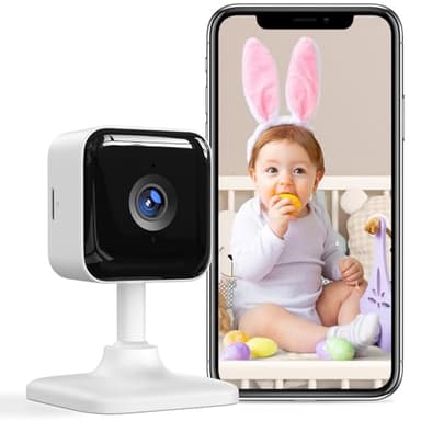 GNCC Camara Vigilancia Bebe, 1080P Vigilabebes con Vision Nocturna, Detección de Sonido y Movimiento, Audio Bidireccional, Notificación en Tiempo Real, SD y Nube, Compatible Alexa & Google, 2.4GHz