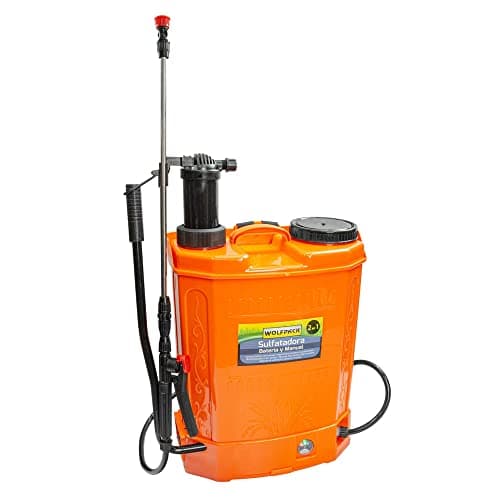 WOLFPACK LINEA PROFESIONAL Sulfatadora Electrica A Bateria Doble Uso Bateria o Manual, con Bateria Recargable 12 V / 8 Amperios
