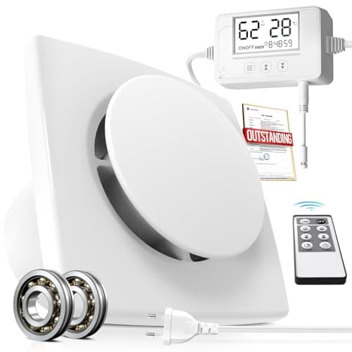 BUMSOU 100mm Extractor de Baño con Control Remoto, Extractor de Aire con Sensor Humedad y Temperatura, Extractor Baño Temporizador, Ventilador Baño Silencioso con Pantalla en Tiempo Real