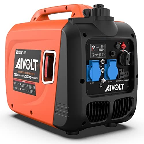 AIVOLT Generador Gasolina 3200W Generador Inverter Silencioso con 2 Salidas de CA 230V, DC 120V y 2 USB Type-A Generador Eléctrico de 3,5L Tanque para Camping, Exterior, Casa, Caravana