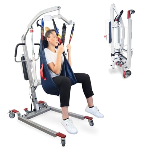 Mobiclinic, Grúa eléctrica, Fortuna, Marca española, Soporta 135 kg, Arnés de Transferencia Incluido, Personas Mayores, Estable, Acero, Segura, Plegable, Fácil Usar