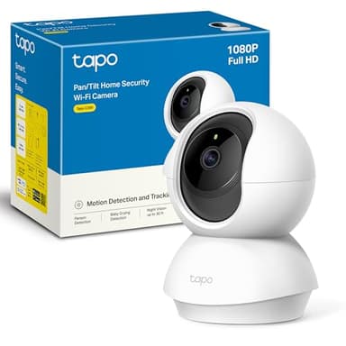 TP-Link TAPO C200 - Cámara IP WiFi 360° Cámara de Vigilancia FHD 1080p,Visión nocturna, Notificaciones en tiempo real, Admite tarjeta SD,Detección de movimiento,Control Remoto,Compatible con Alexa