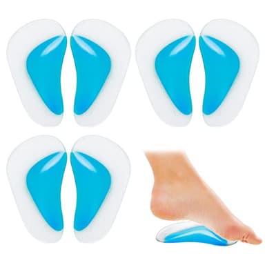 Sibba 3 pares de plantillas de soporte de arco de gel, plantillas ortopédicas de silicona para pies ortopédicos de soporte de arco para fascitis plantar de gel almohadillas de cojín