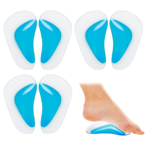 Sibba 3 pares de plantillas de soporte de arco de gel, plantillas ortopédicas de silicona para pies ortopédicos de soporte de arco para fascitis plantar de gel almohadillas de cojín