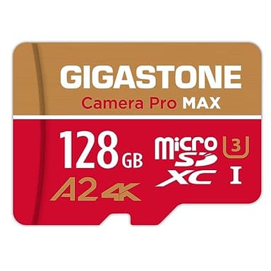 [Recuperación de Datos Gratuita de 5 años] Tarjeta Micro SD GIGASTONE de 128 GB, Camera Pro MAX, hasta 120/80 MB/s, Tarjeta de Memoria MicroSDXC para dji, Gopro, Insta360, Dashcam, Video 4K UHS-I A2