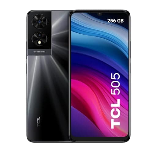 TCL 505 256GB - Smartphone de 6.75" Pantalla HD+ NXTVISION Mayor Confort Ocular, 10GB (6+4), Ampliable MicroSD, Dual SIM, Doble Altavoz, Cámara 50MP, Batería 5010mAh, Android 14. Space Gray