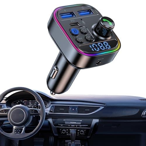 Transmisor FM Bluetooth Coche, Manos Libres Inalámbrico Reproductor MP3 Coche,QC3.0&PD 30W Carga Rápida, Soporte Memoria USB