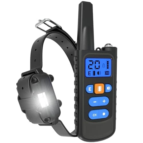 Meloive Collar de Adiestramiento para Perros,Recargable y Resistente al Agua de IPX67 con un Alcance de 3000m con 20 Niveles de Modo de Vibración, Advertencia de Sonido, Luz y Modo E(1 Collar)