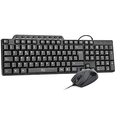 Rii RK203 Combo Teclado y ratón con Cable,Combo Completo de ratón y Teclado Ultra Delgado y Ligero. con Teclado numérico para Ordenador, Ordenador portátil, PC, Windows/MacOS/Linux (One)