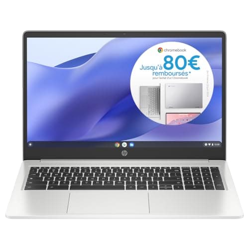 HP Chromebook 15a-na0003sf - Ordenador portátil (15,6", FHD (Intel Celeron, RAM 4 GB, eMMC 64 GB, AZERTY, ChromeOS), color gris
