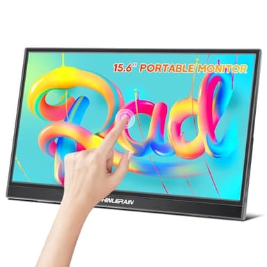 Thinlerain Monitor táctil portátil de 15,6 Pulgadas, USB C, 1920 x 1080p, Pantalla IPS, HDMI, monitores extendidos, Monitor de Viaje portátil para PC, Smartphone, portátil, Windows 7, 8, 10