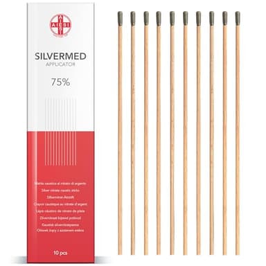 AIESI® Lápiz Cáustico de nitrato de plata al 75% para eliminar verrugas mezquinos y tejidos SILVERMED (Paquete de 10 aplicadores)