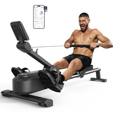 MERACH Máquina de Remo para casa con Exclusiva Tarjeta interactiva y Juegos, Aspecto Similar al tiburón, Experiencia de Remo intensa, Ahorra Espacio, Adecuada para Entrenamiento de Cuerpo Entero