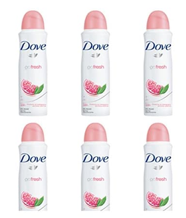 6 x Natural Dove Go Fresh Spray Granada Desodorante Cuerpo