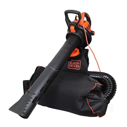 BLACK+DECKER Soplador Aspirador y Triturador de Hojas 3.000W, Velocidad Variable de 230-404 Km/h, Mochila Colectora de 72L, Aspiración: 15 m³/min, Ratio de trituración 16:1, BEBLV300-QS