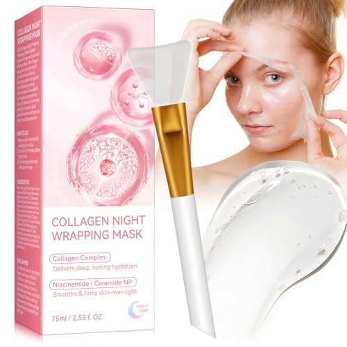Mascarilla de Colágeno, Collagen Night Wrapping Mask, Tratamiento de Hidratación Profunda, Reafirmante de la Piel, Aumento de Elasticidad - Mascarilla Despegable (2,53 fl oz)