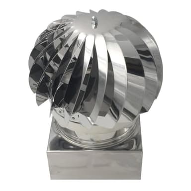 Chimeneas pivotantes, sombrero eolico giratorio para chimeneas de acero inoxidable, base cuadrada 37x37 cm