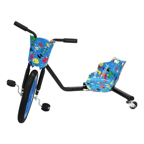 Pedal Drift Bike/Scooter, bicicleta de tres ruedas para niños, rueda trasera con luz, dos ruedas universales traseras con giro de 360 grados, capacidad de carga 100 kg/220,46 Lbs (azul)