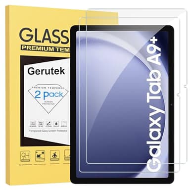 Gerutek [2 Piezas Protector Pantalla para Samsung Galaxy Tab A9 Plus 11 Pulgadas 2023 (SM-X210/X216/X218), 9H, Ultra Transparente, Antiarañazos, Sin Burbujas, Cristal Templado para Samsung Tab A9+ 11"