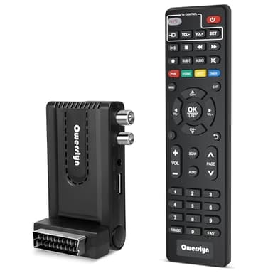 Sintonizador TDT HD 2024, OWERSLYN Decodificador TDT DVB-T2 HDMI CEC Receptor DVB-T2 1080P H.265 HEVC 10 bit, Soporta Salida HDMI/SCART y USB Mediaplayer, Función PVR, Control Remoto IR 2 en 1