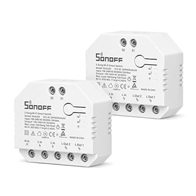 SONOFF Interruptor de Cortina Inteligente, Mini Interruptor Persiana Wifi con Medición de Energía, 2 Canales y 3 Modos de Funcionamiento, Funciona con Alexa y Google Home, Certificado CE 2pcs